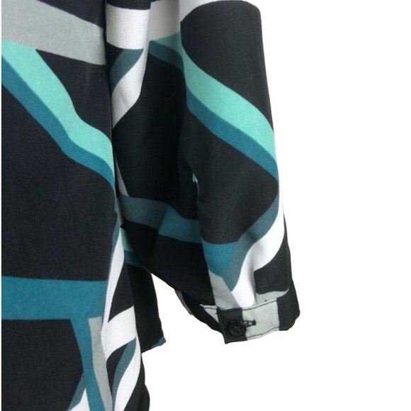Nordstrom Trouve zip front long sleeved blouse Women's Size Small Geometric Exce - Picture 6 of 6